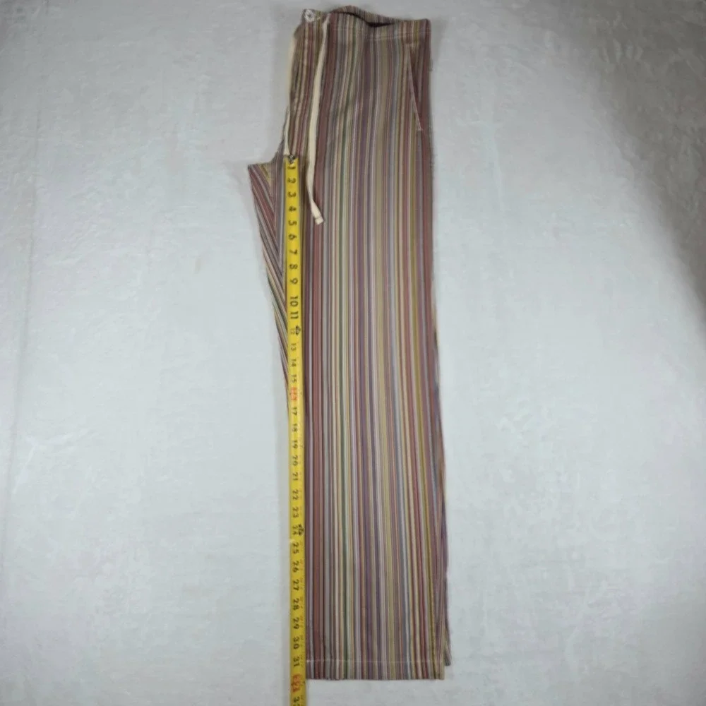Paul Smith Men's L 2pc Striped Cotton Pajama Set Long Sleeve Button Pockets
